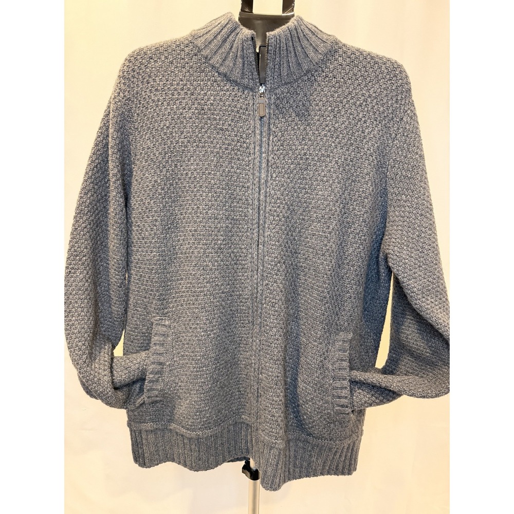 Emozioni Uomo Full Zip Cardigan Men's Size XL Grey Wool Blend Made in Italy